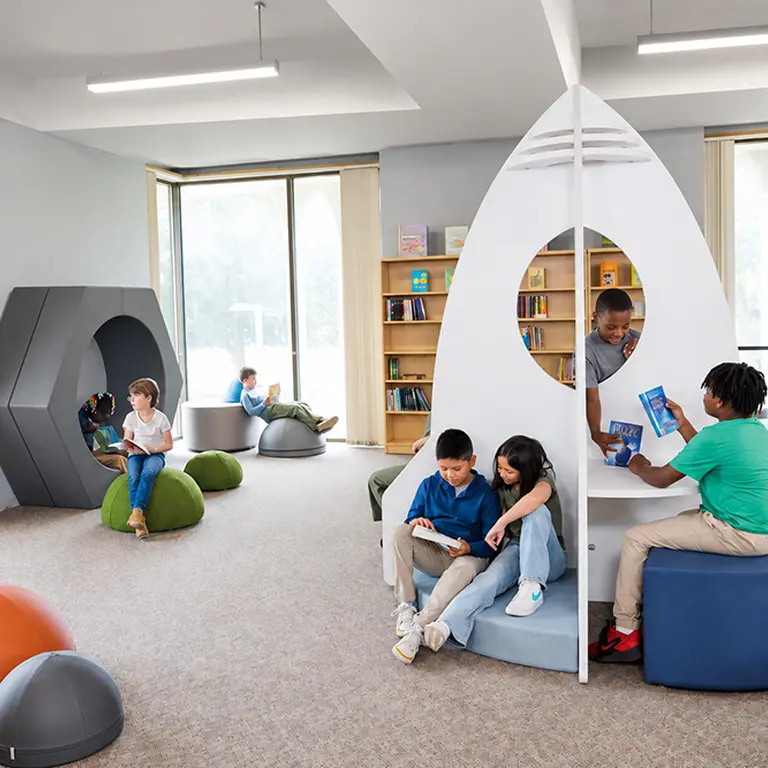 Modern Rocket Themed Kids Library