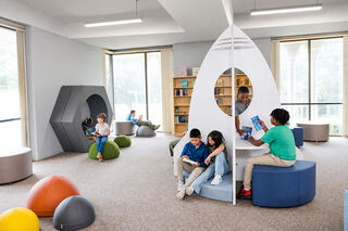 Modern Rocket Themed Kids Library