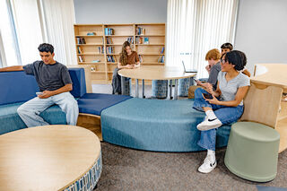 Modern Student Lounge with Friends