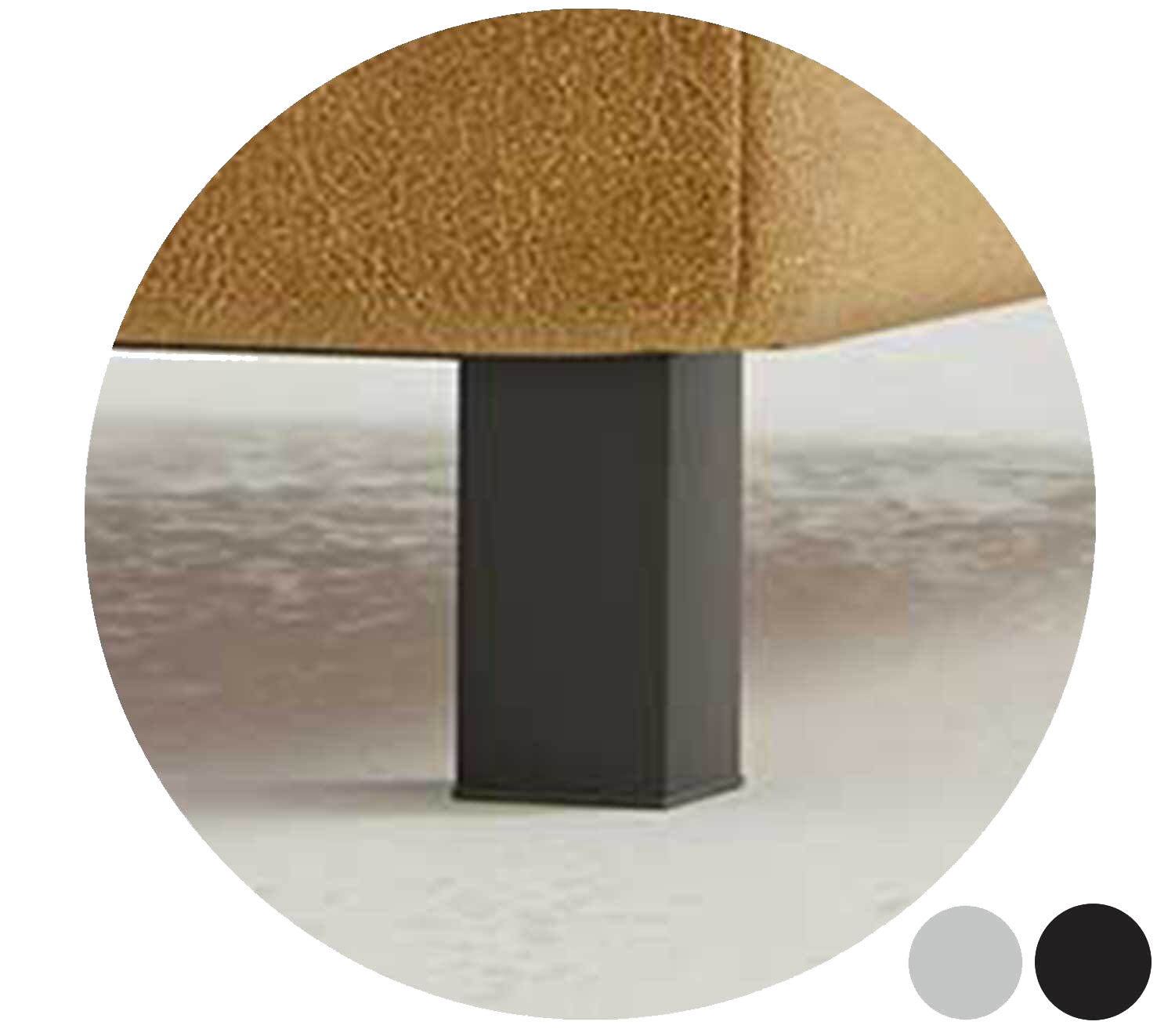 Circle Foot Options Black Rectangle Leg 3 Inch