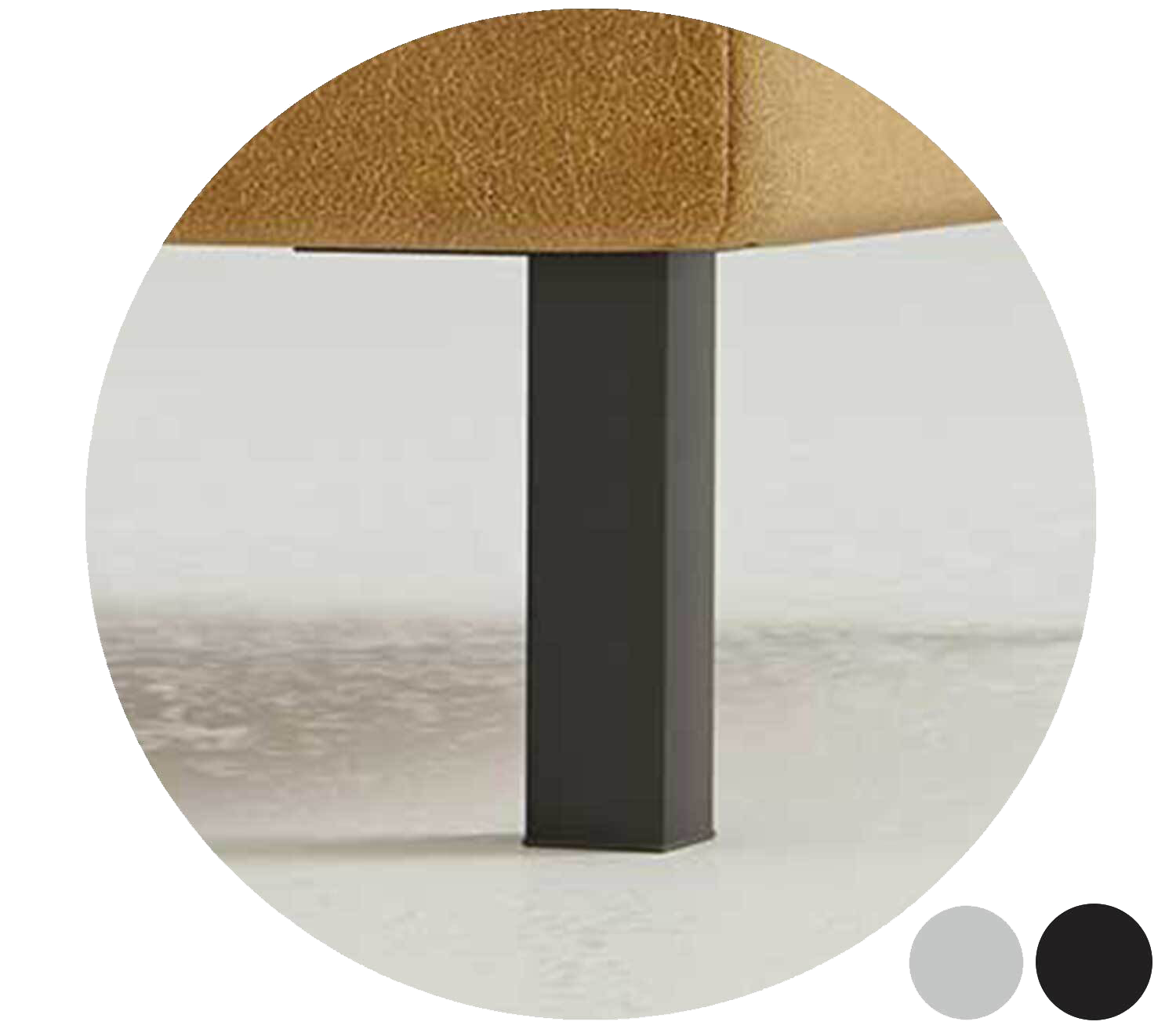 Circle Foot Options Black Rectangle Leg 6 Inch